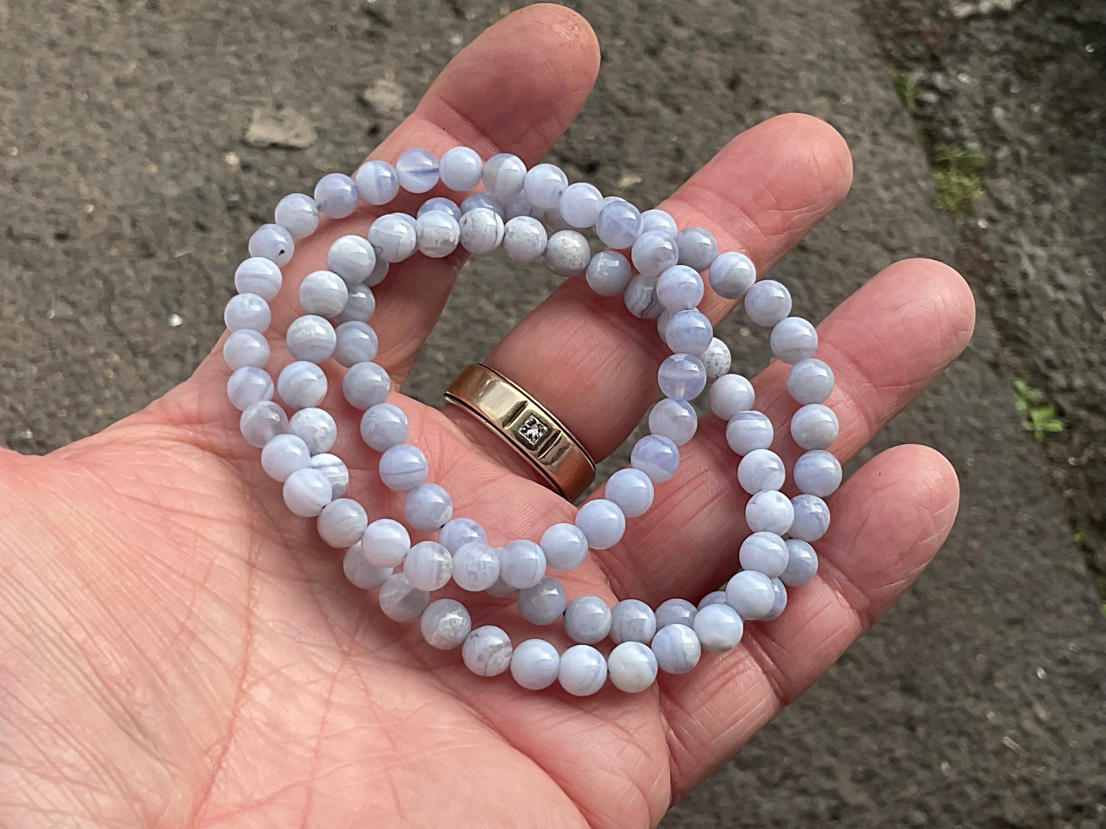 6mm Blue Lace Agate Bead Bracelet
