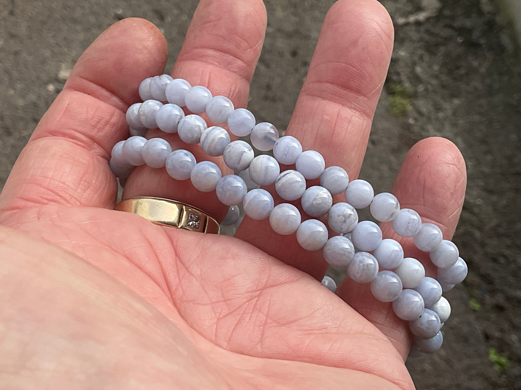 6mm Blue Lace Agate Bead Bracelet