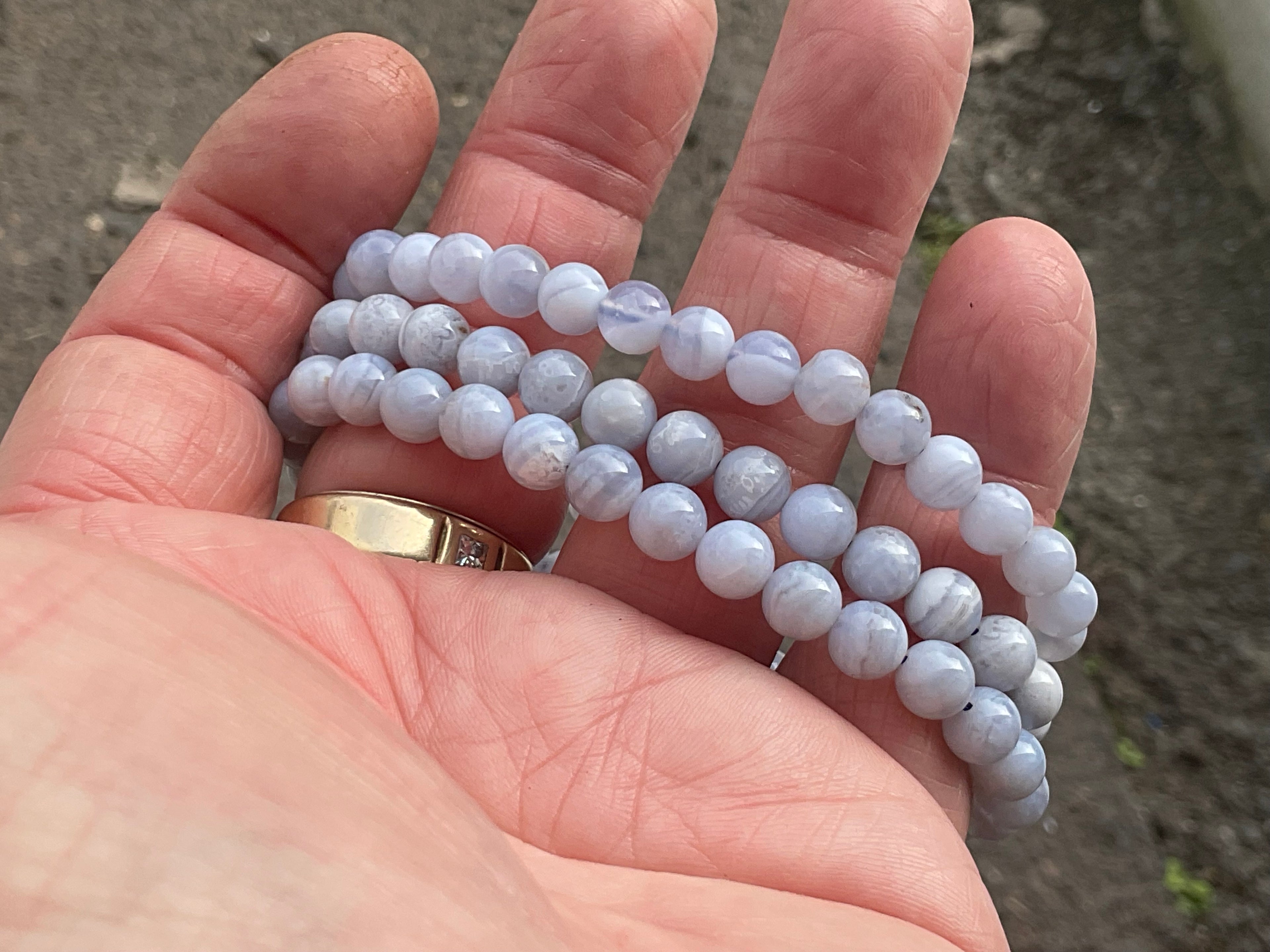 6mm Blue Lace Agate Bead Bracelet