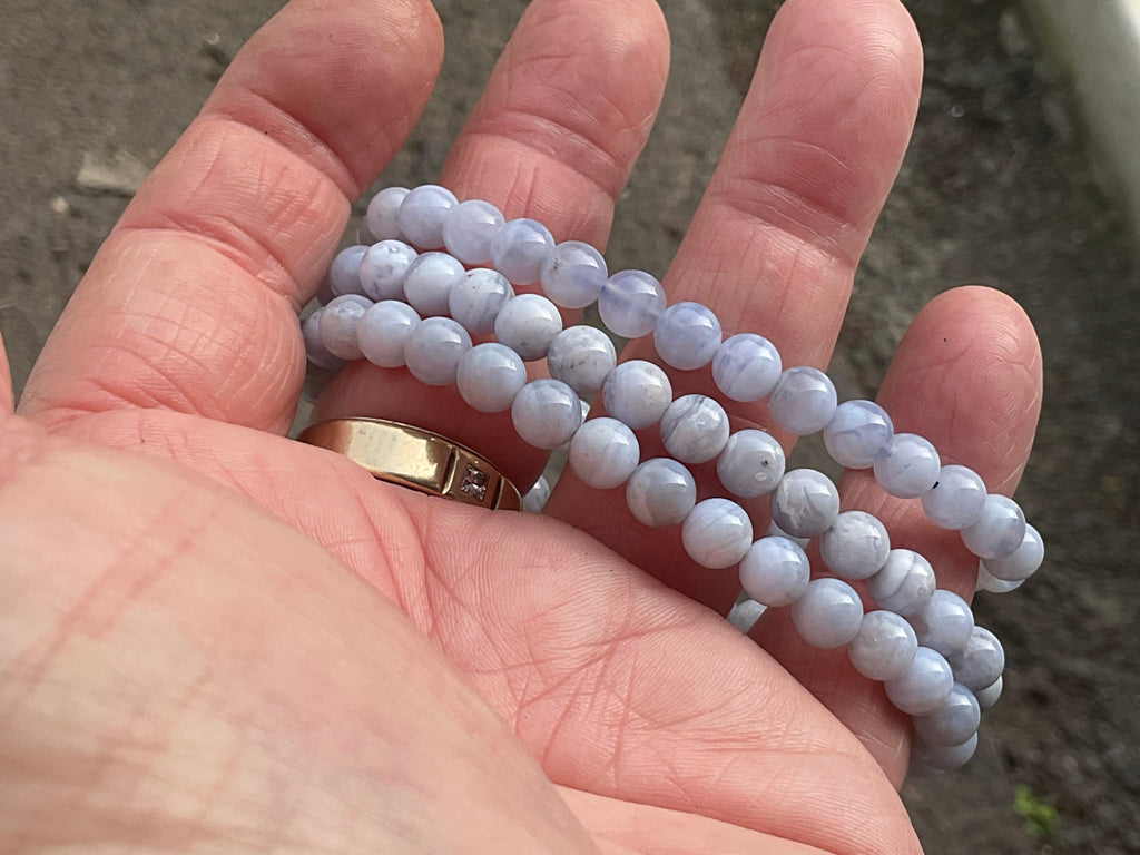 6mm Blue Lace Agate Bead Bracelet