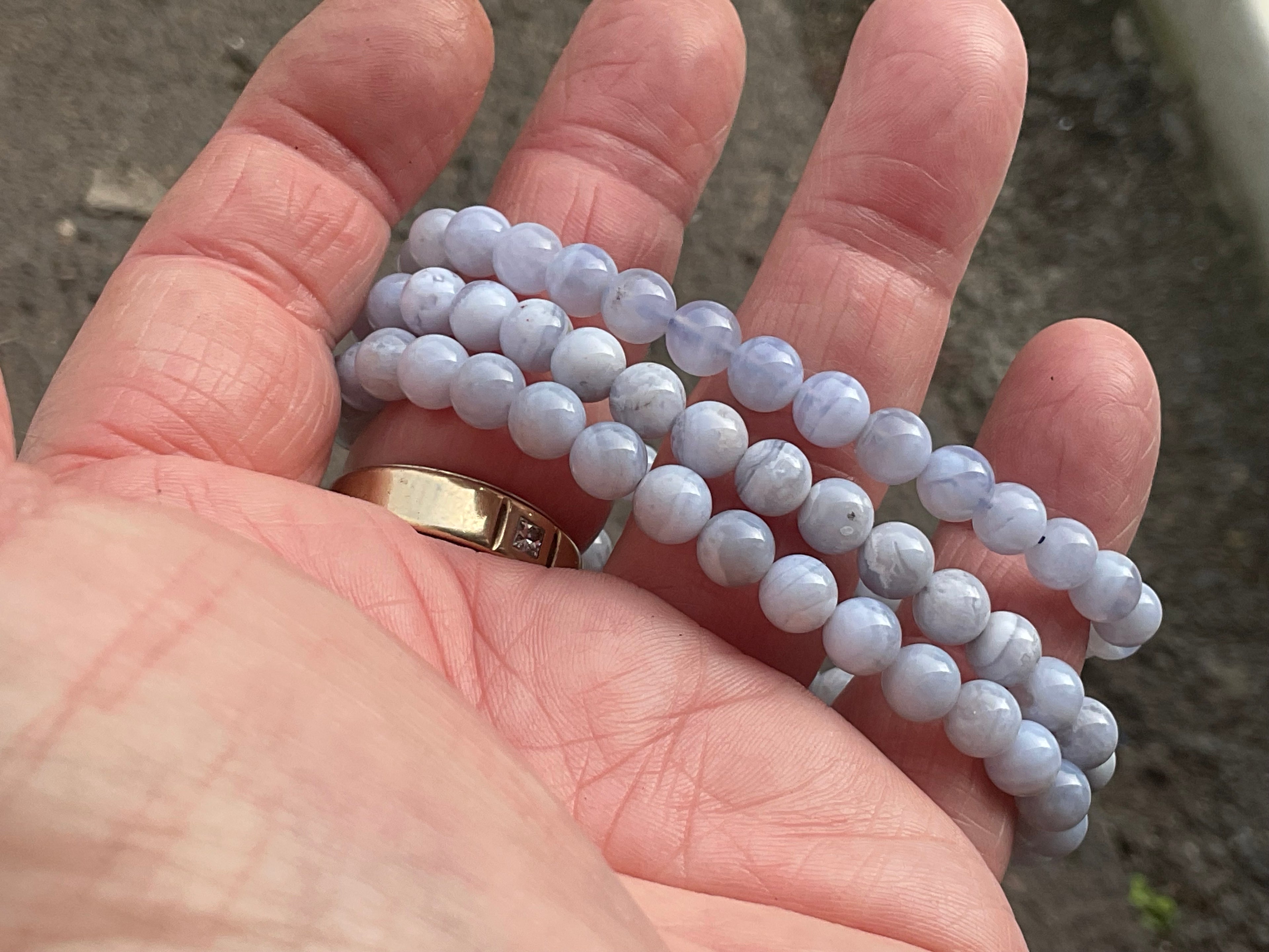 6mm Blue Lace Agate Bead Bracelet