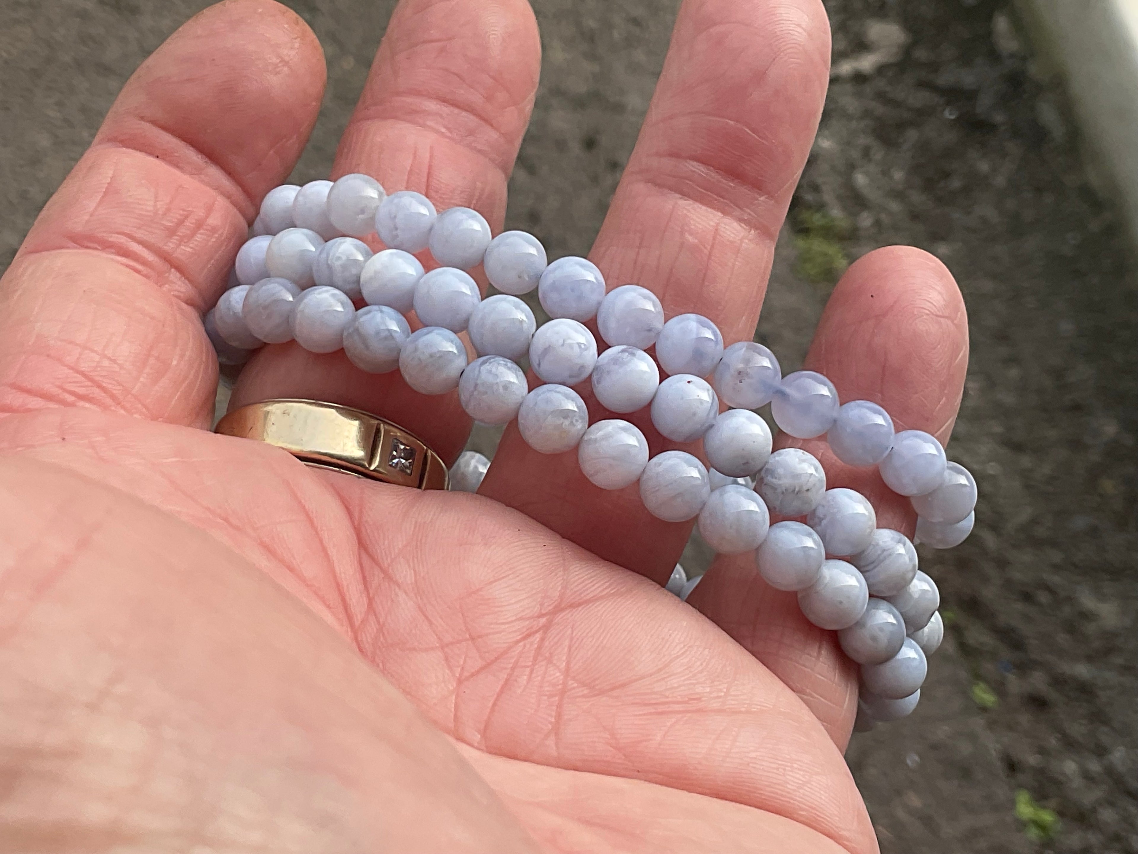 6mm Blue Lace Agate Bead Bracelet