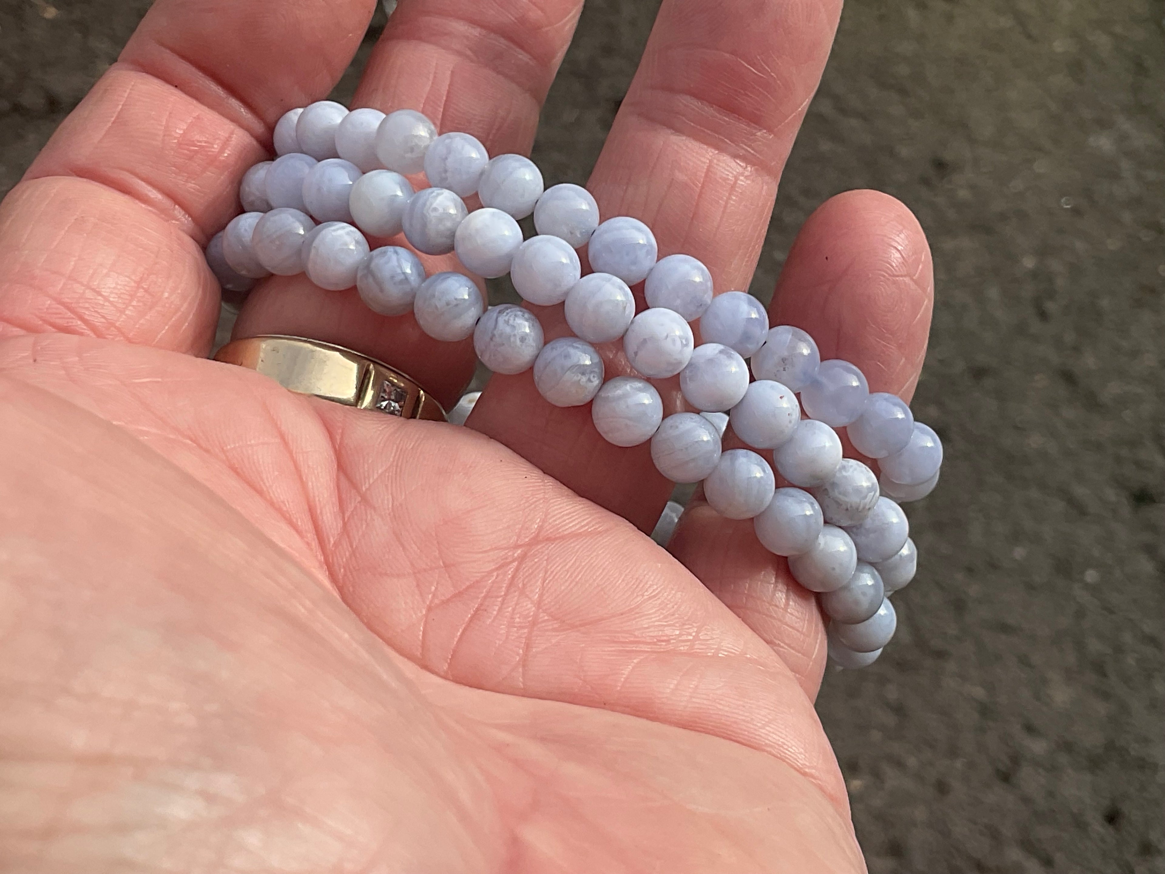 6mm Blue Lace Agate Bead Bracelet