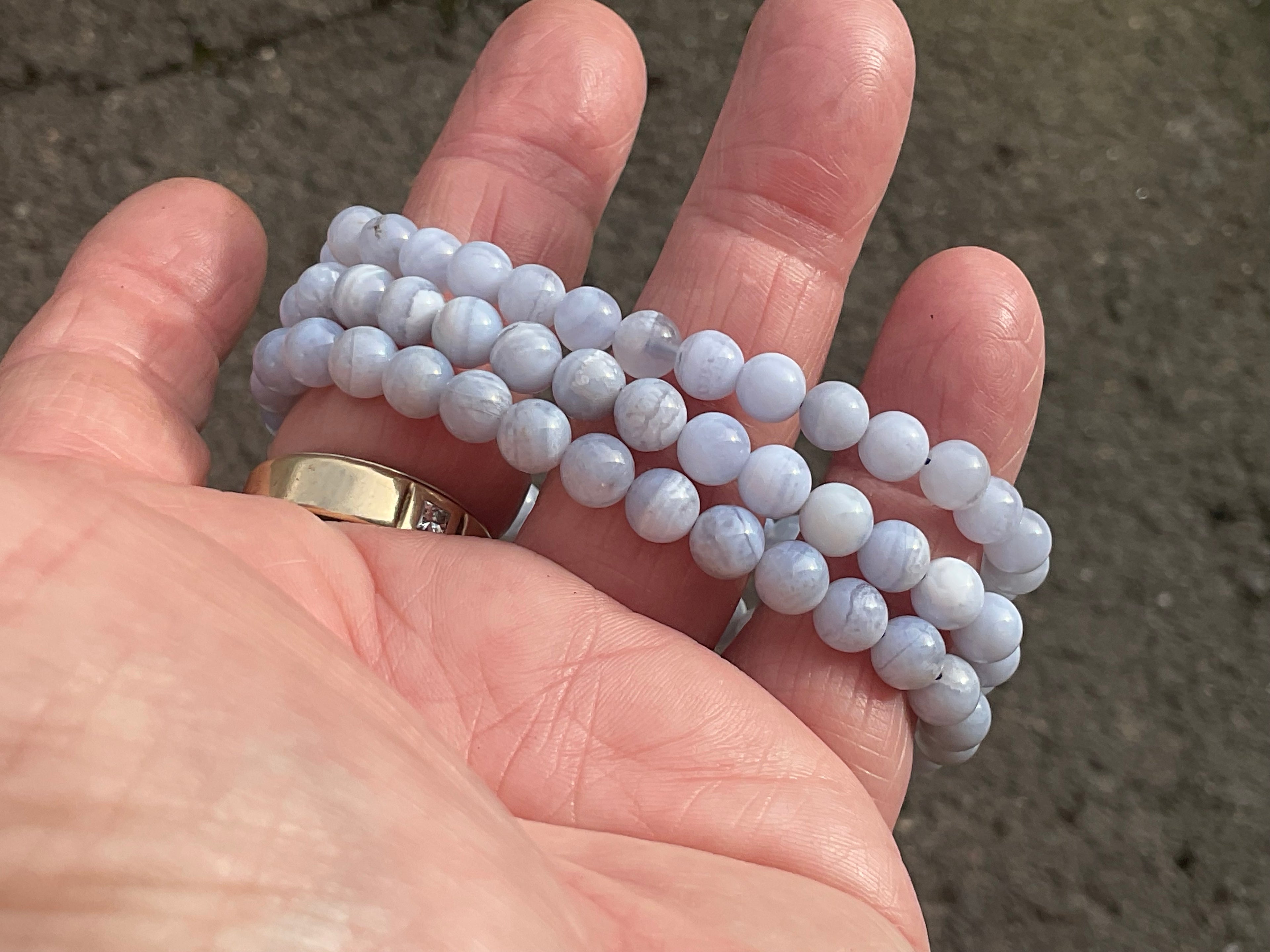 6mm Blue Lace Agate Bead Bracelet