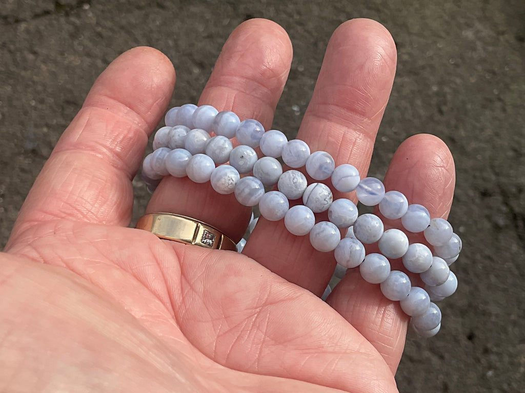 6mm Blue Lace Agate Bead Bracelet