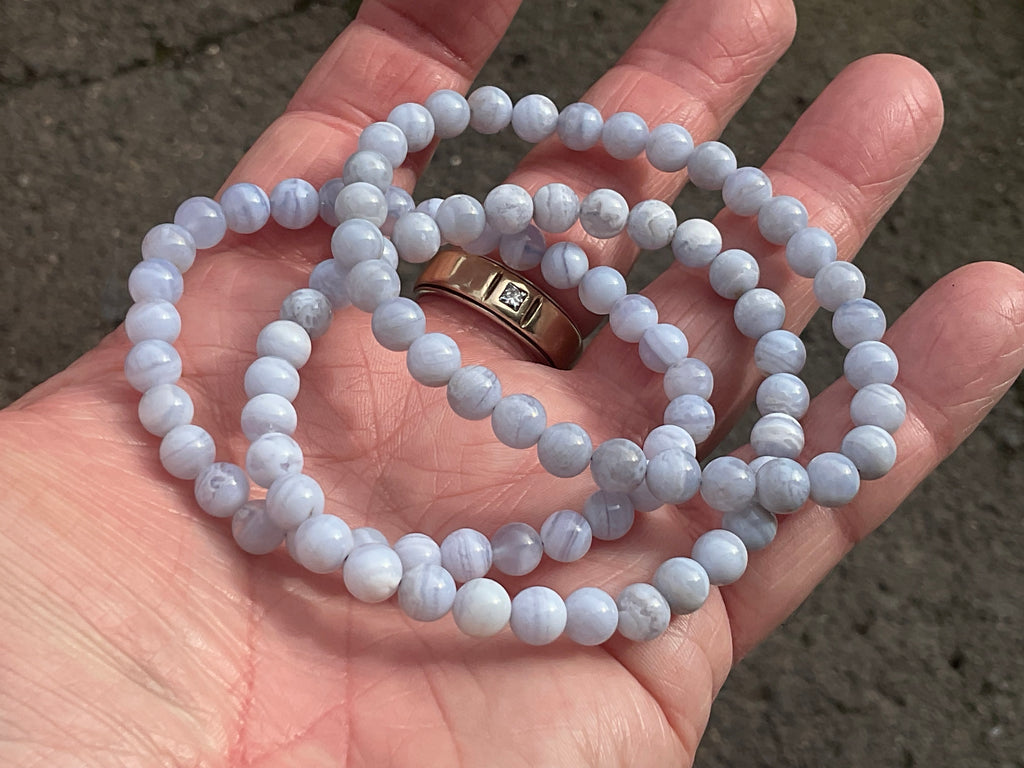 6mm Blue Lace Agate Bead Bracelet