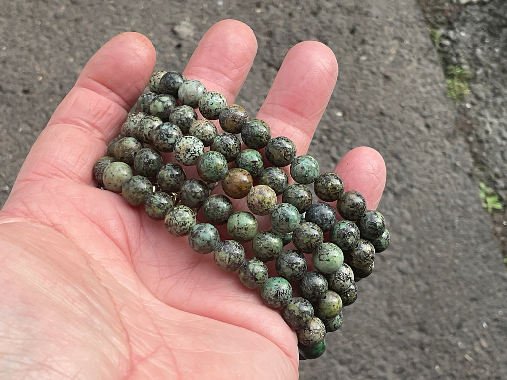 8mm African Turquoise (Jasper) Bead Bracelet