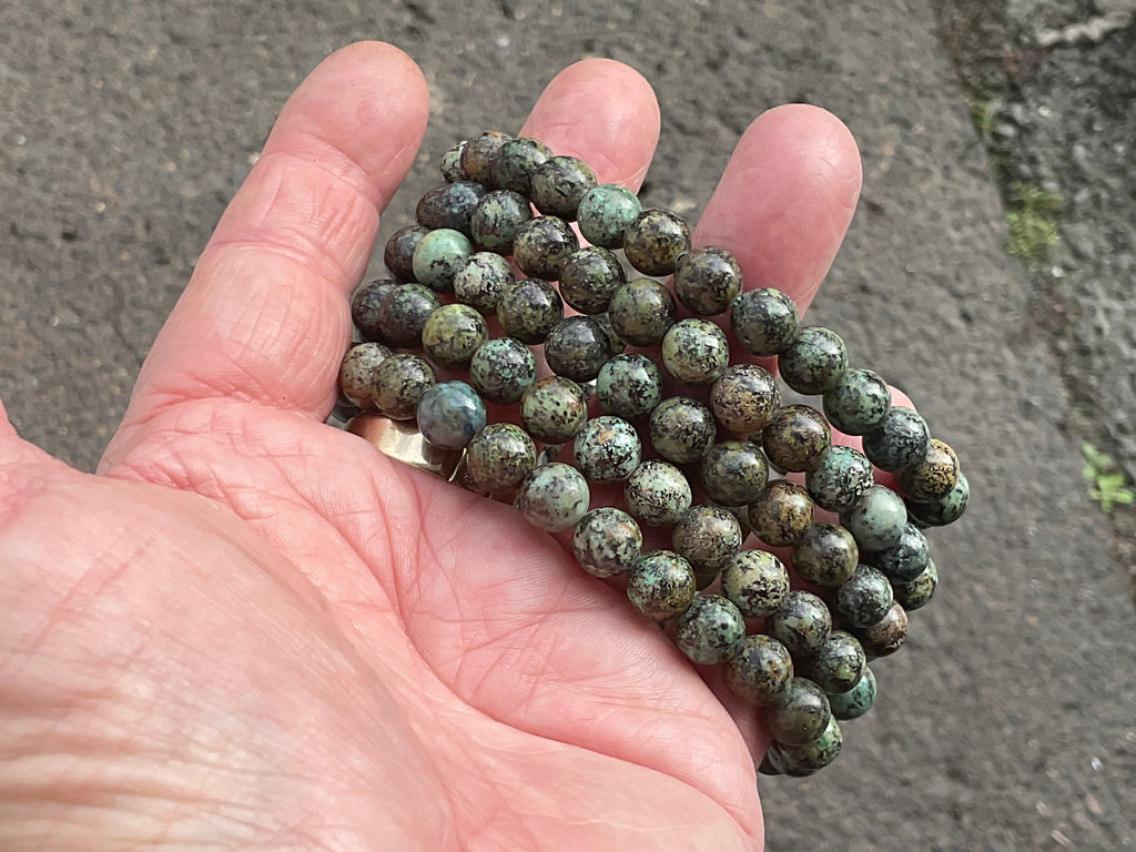 8mm African Turquoise (Jasper) Bead Bracelet