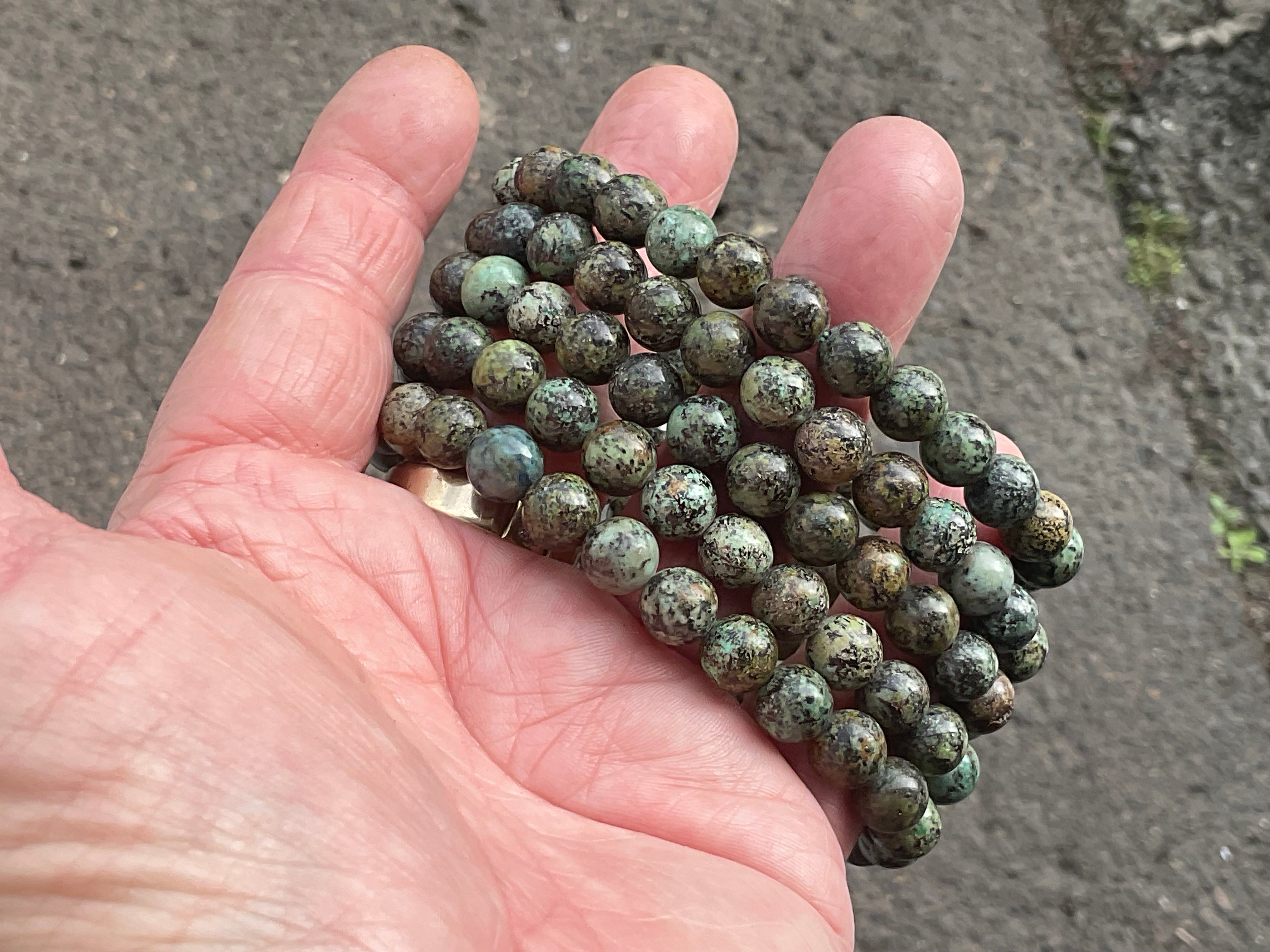 8mm African Turquoise (Jasper) Bead Bracelet