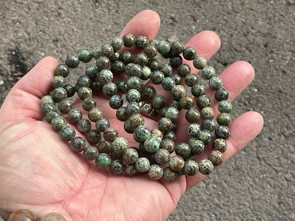 8mm African Turquoise (Jasper) Bead Bracelet