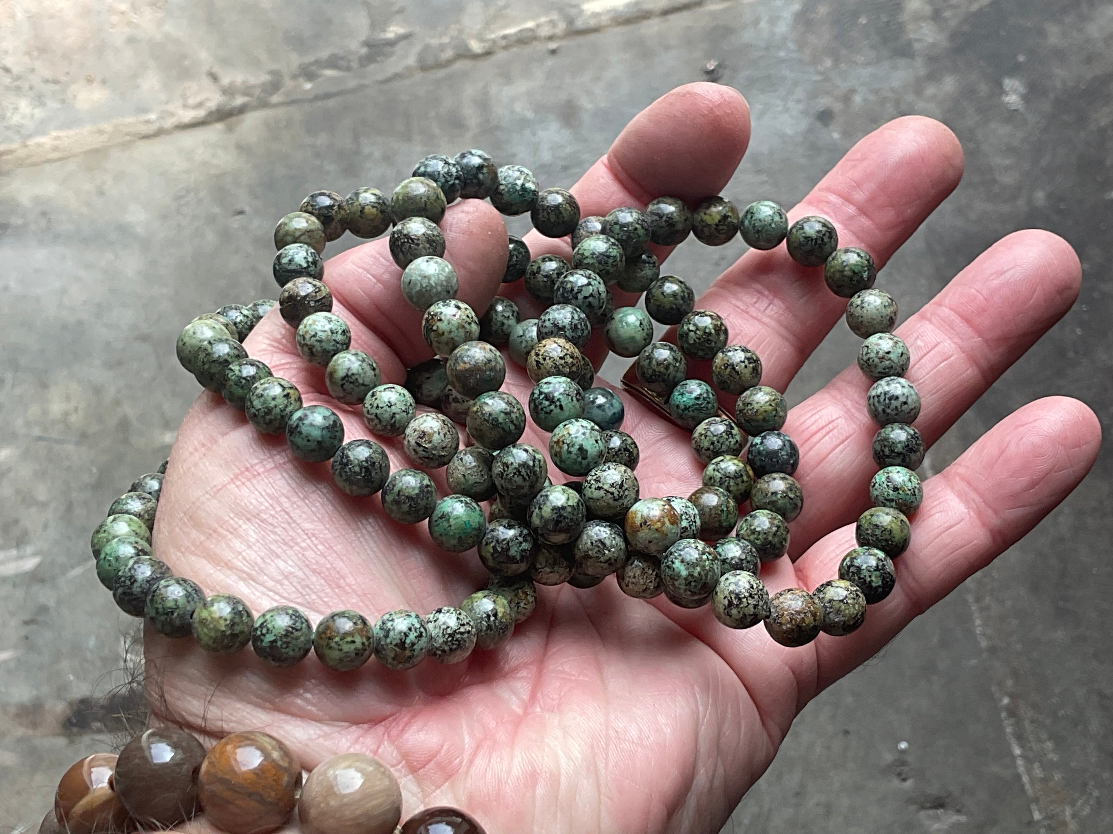 8mm African Turquoise (Jasper) Bead Bracelet