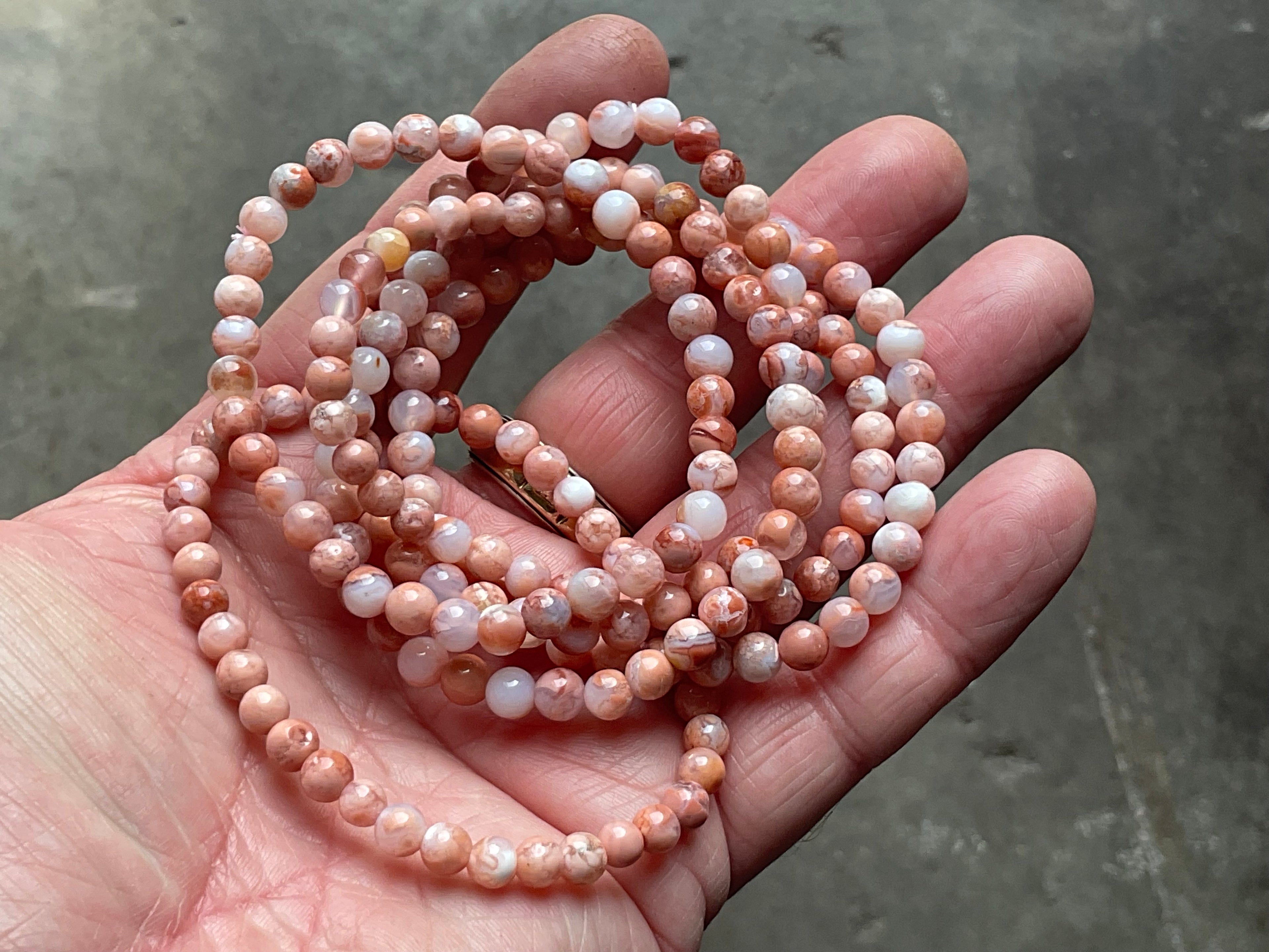 5mm “Cotton Candy” Agate Bead Bracelet