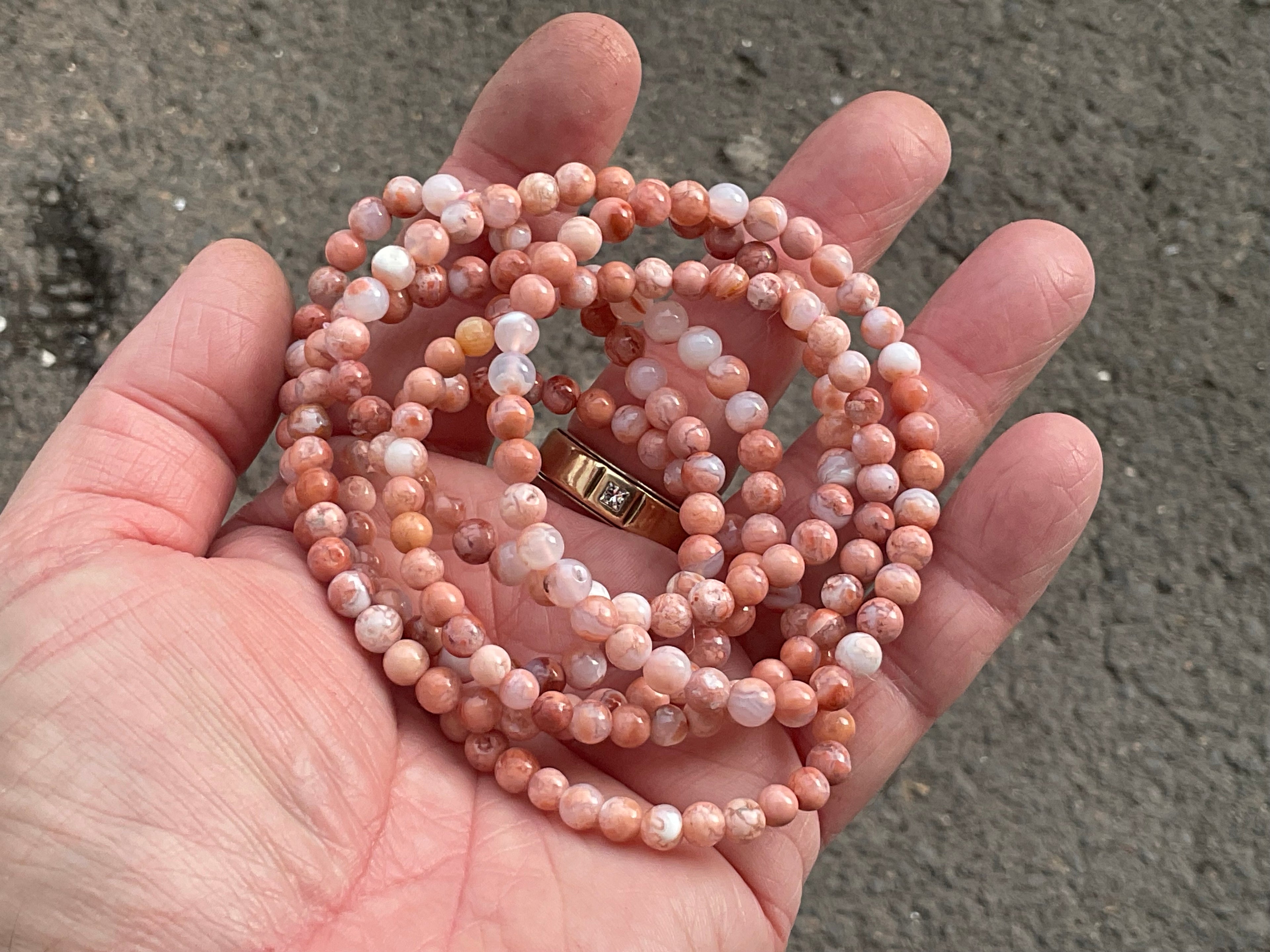 5mm “Cotton Candy” Agate Bead Bracelet
