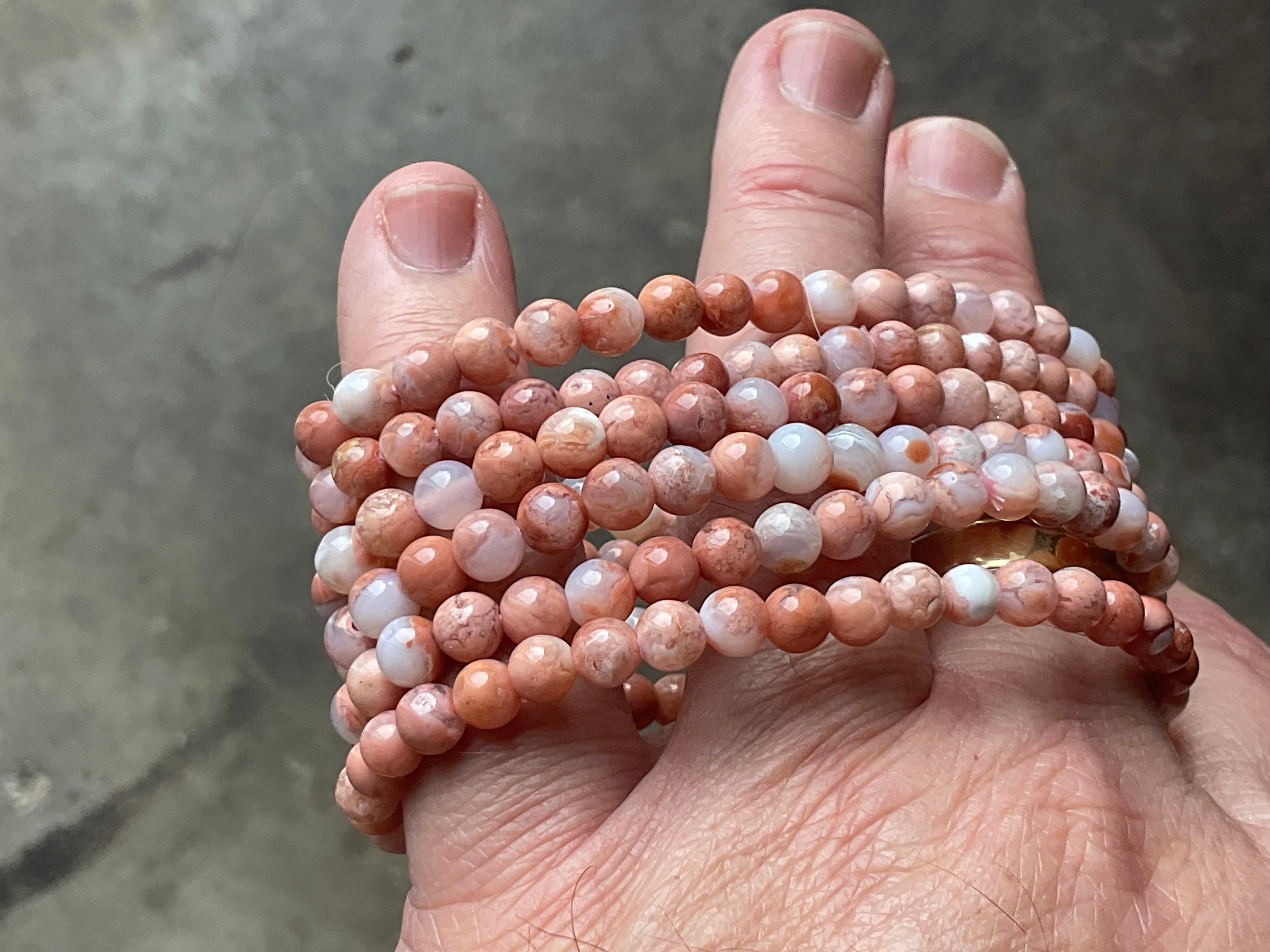 5mm “Cotton Candy” Agate Bead Bracelet