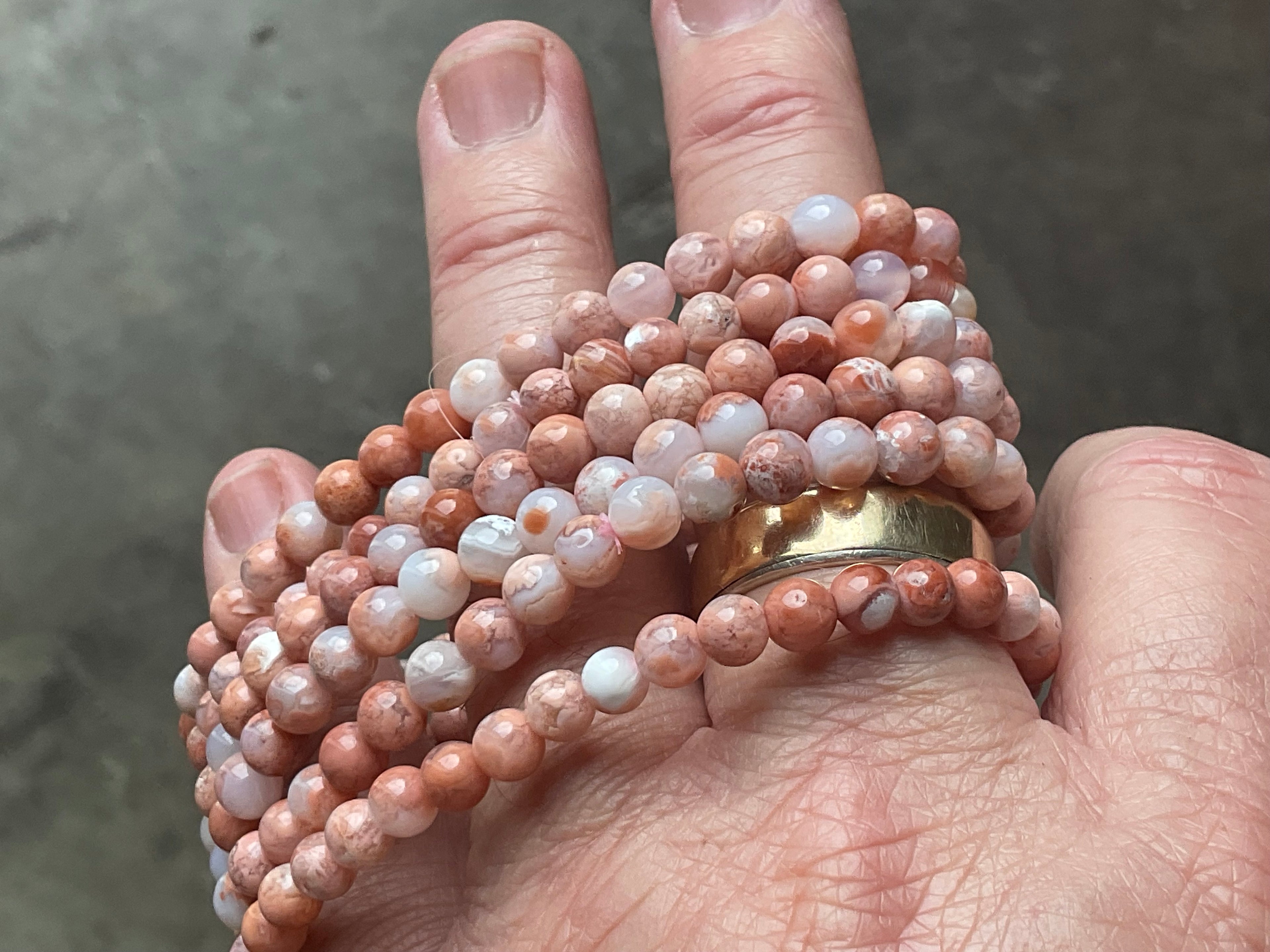 5mm “Cotton Candy” Agate Bead Bracelet