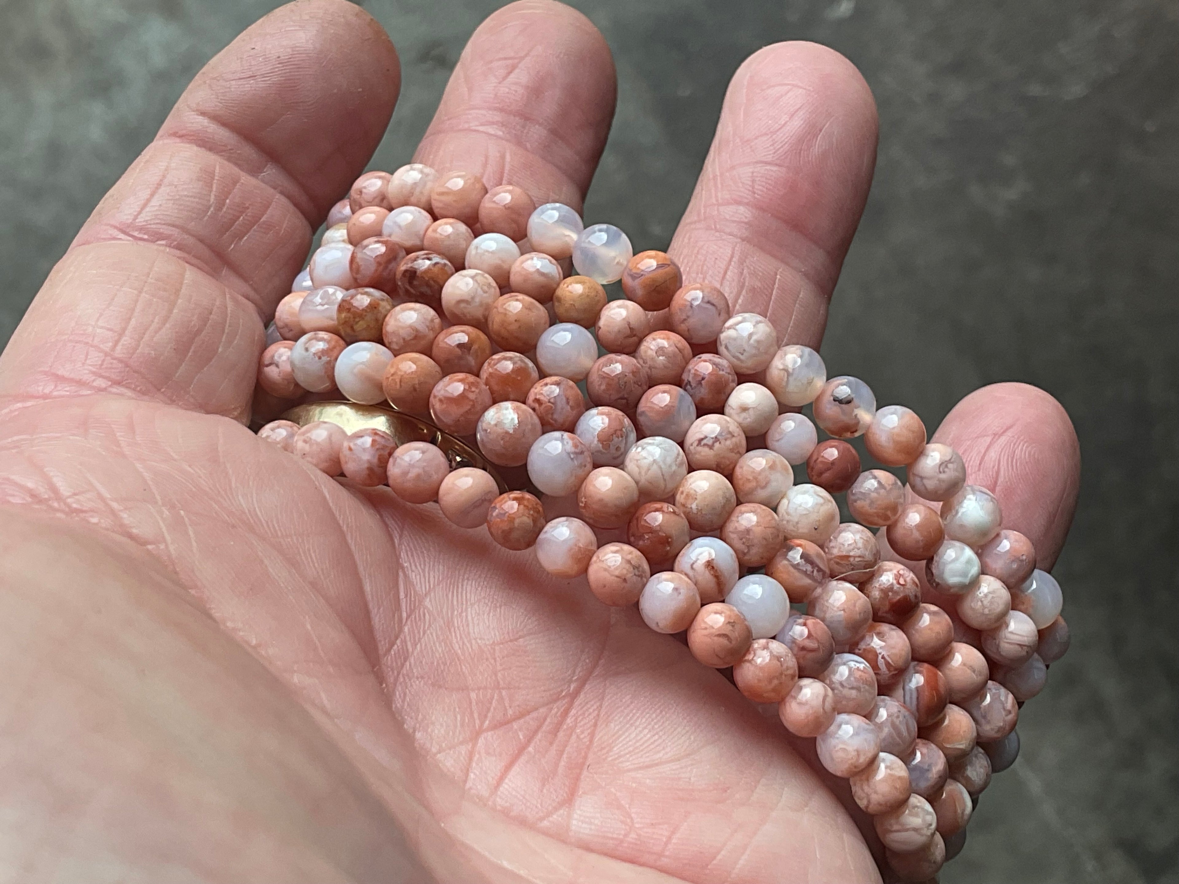 5mm “Cotton Candy” Agate Bead Bracelet