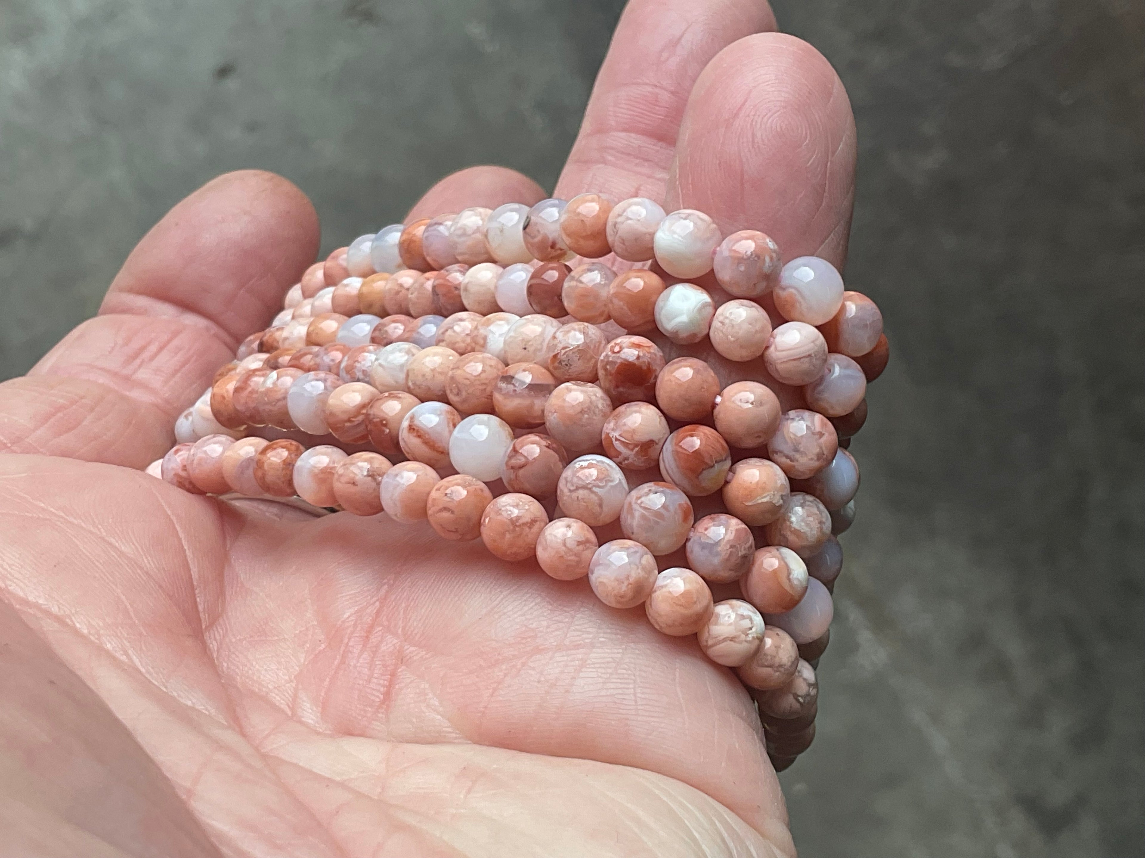 5mm “Cotton Candy” Agate Bead Bracelet