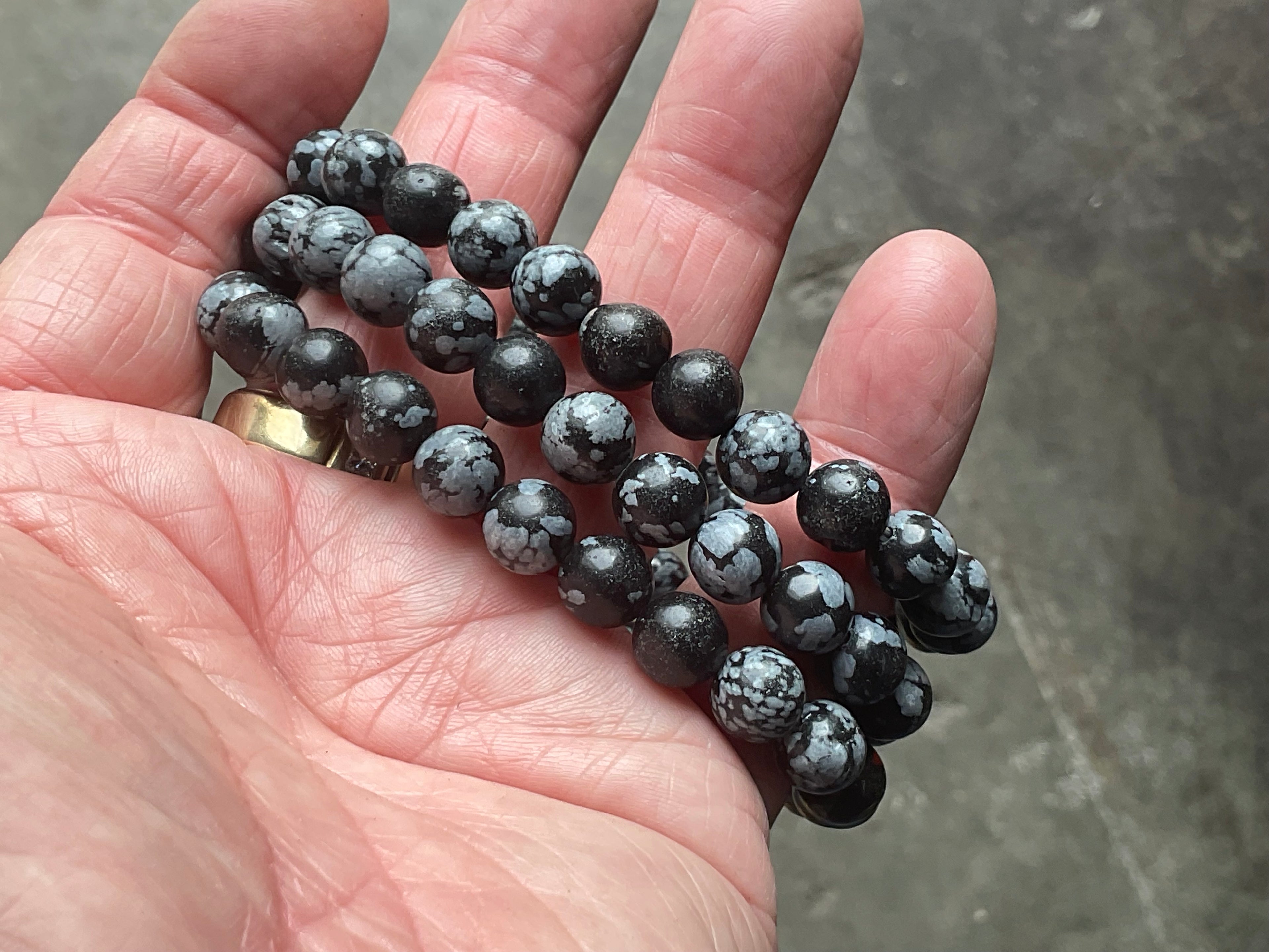Snowflake Obsidian 8mm Bead Bracelet