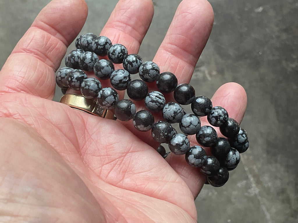 Snowflake Obsidian 8mm Bead Bracelet