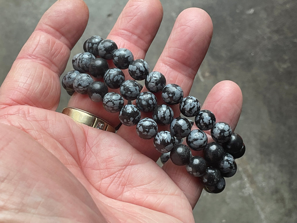 Snowflake Obsidian 8mm Bead Bracelet