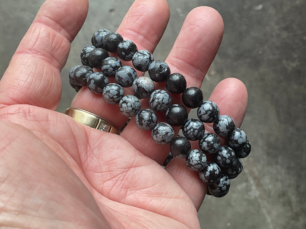 Snowflake Obsidian 8mm Bead Bracelet