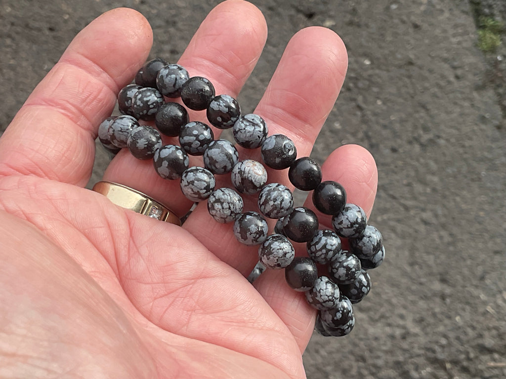 Snowflake Obsidian 8mm Bead Bracelet