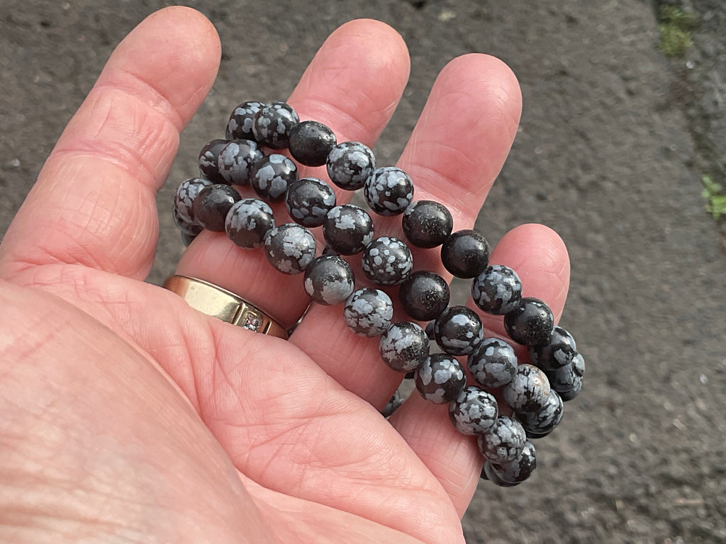 Snowflake Obsidian 8mm Bead Bracelet
