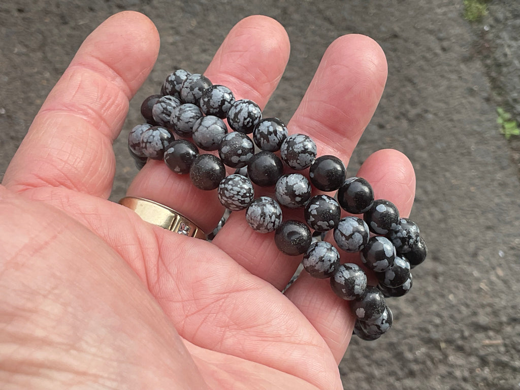 Snowflake Obsidian 8mm Bead Bracelet