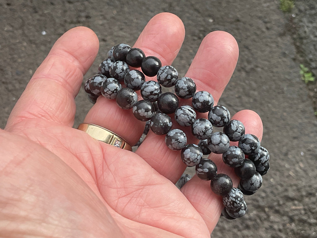Snowflake Obsidian 8mm Bead Bracelet