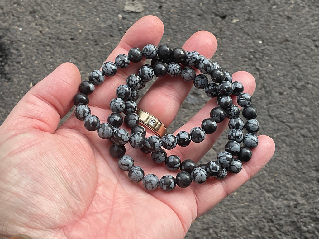 Snowflake Obsidian 8mm Bead Bracelet