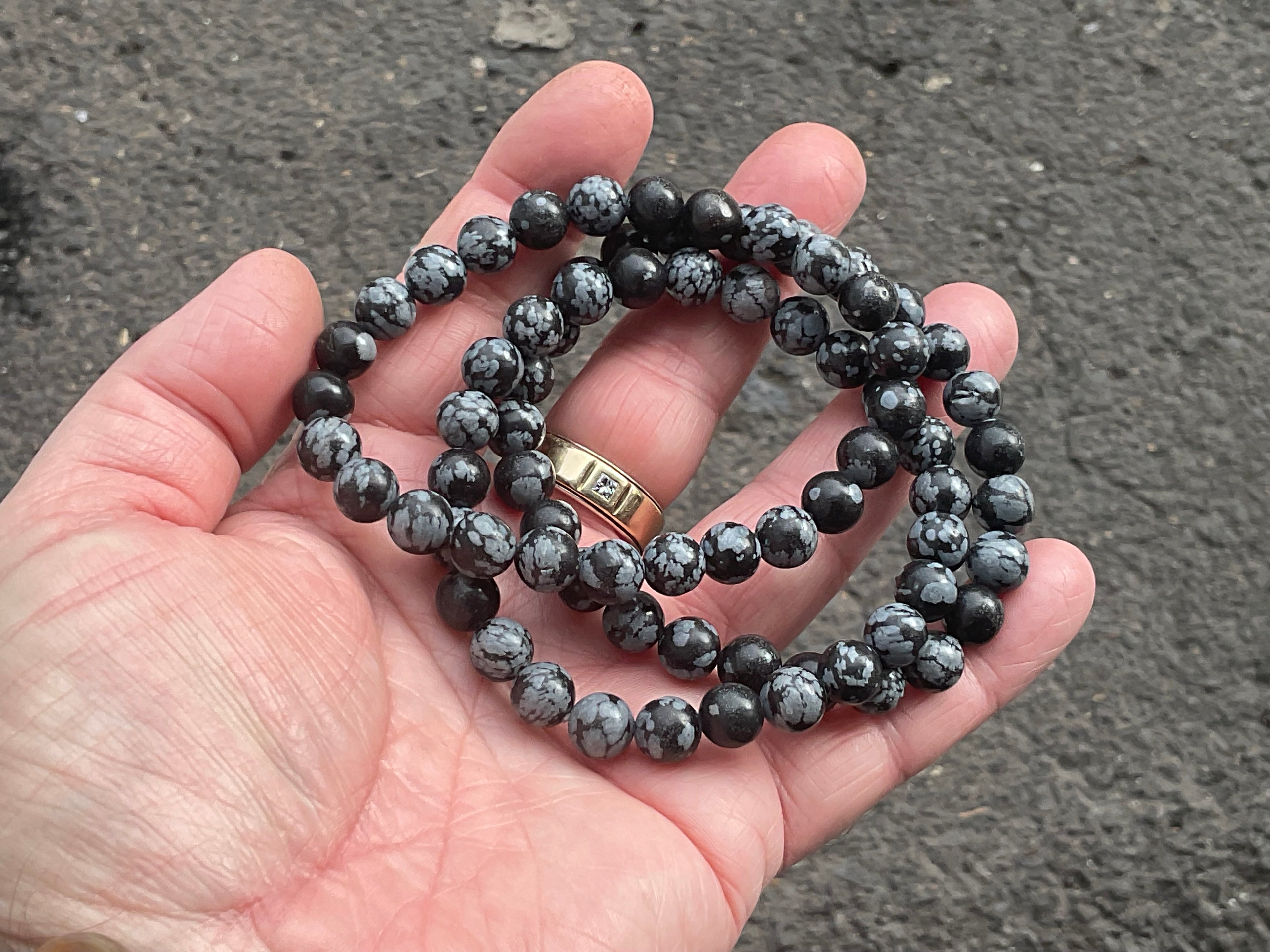 Snowflake Obsidian 8mm Bead Bracelet