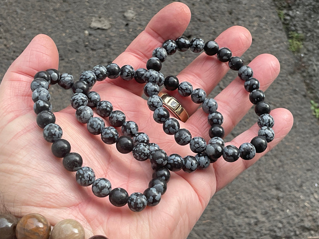 Snowflake Obsidian 8mm Bead Bracelet