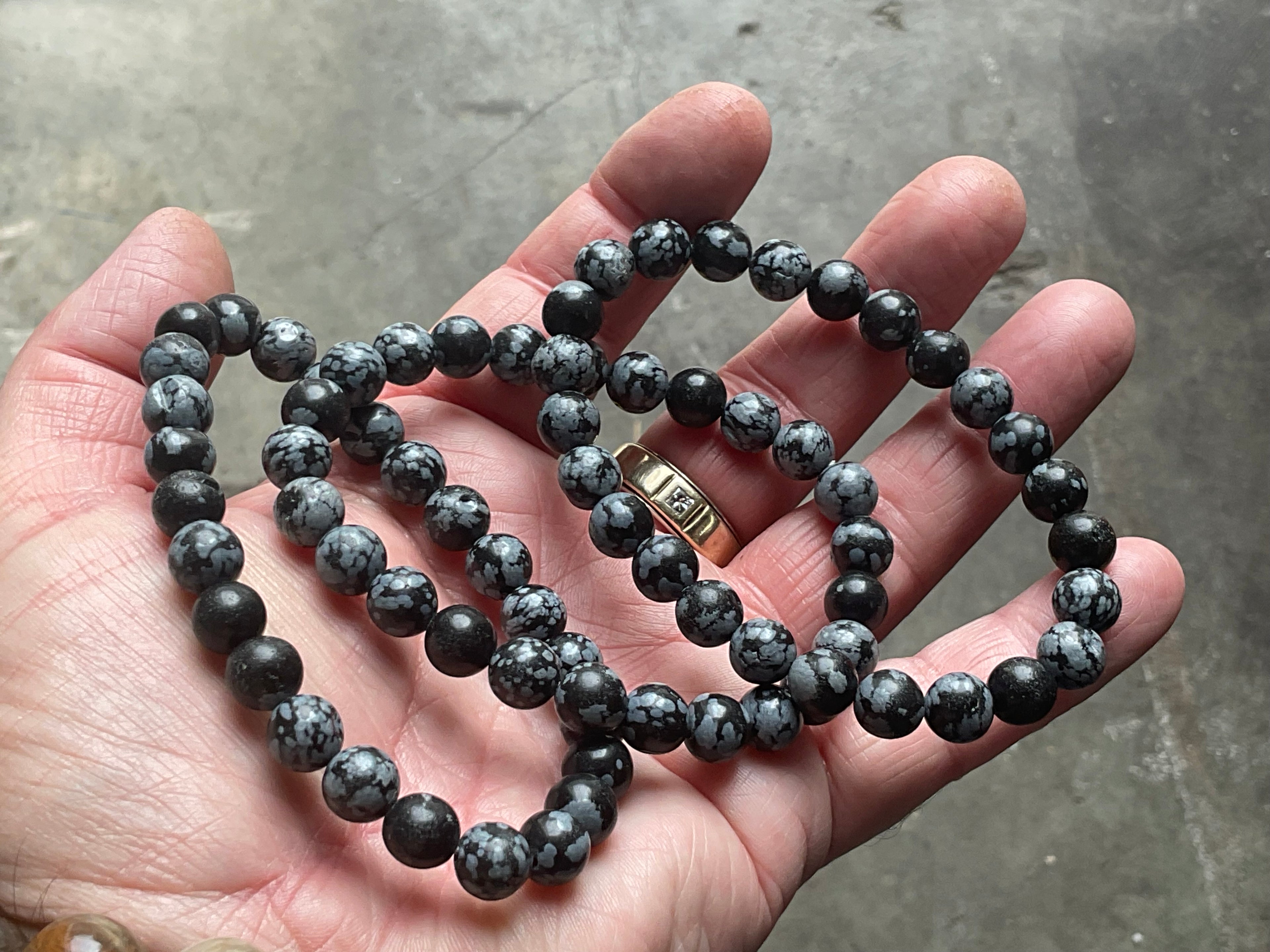 Snowflake Obsidian 8mm Bead Bracelet