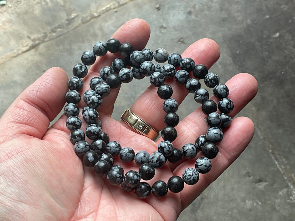 Snowflake Obsidian 8mm Bead Bracelet