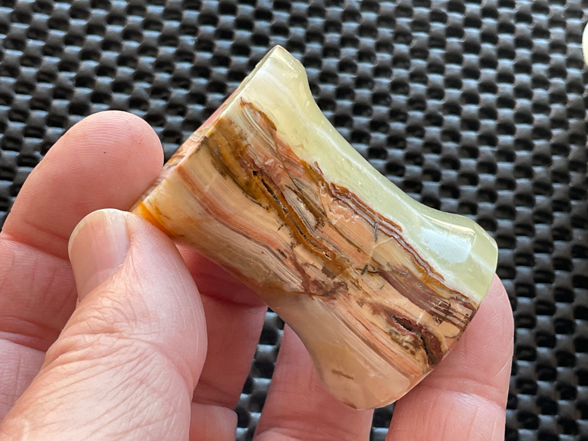 Green Banded Onyx (Calcite) Pedestal Style Sphere Stand 1A