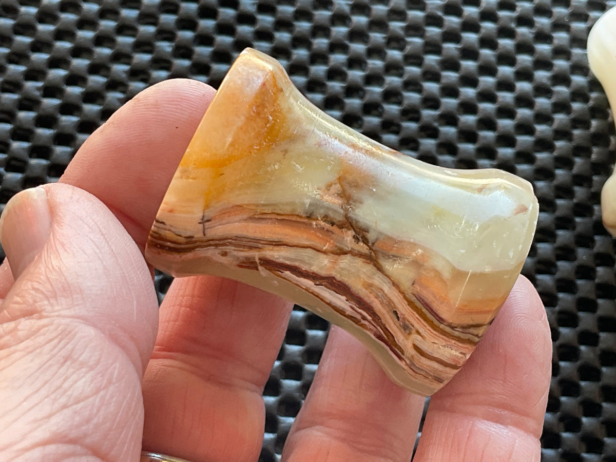 Green Banded Onyx (Calcite) Pedestal Style Sphere Stand 1A