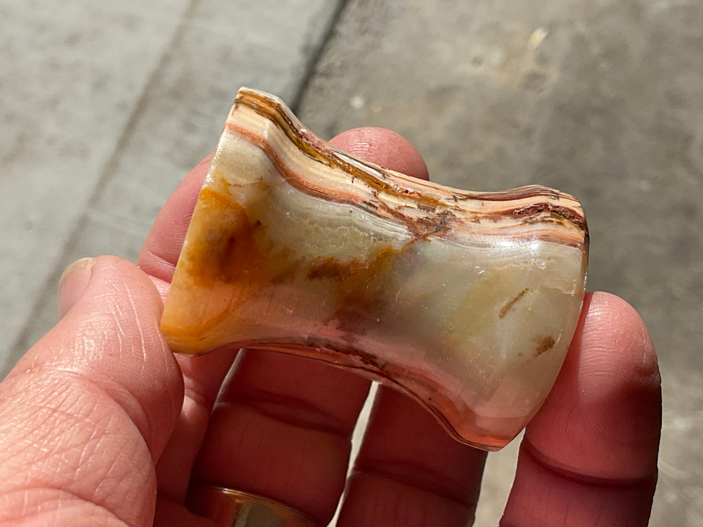 Green Banded Onyx (Calcite) Pedestal Style Sphere Stand 1A
