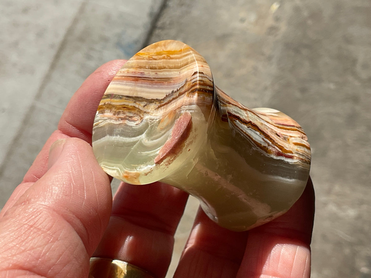 Green Banded Onyx (Calcite) Pedestal Style Sphere Stand 1A
