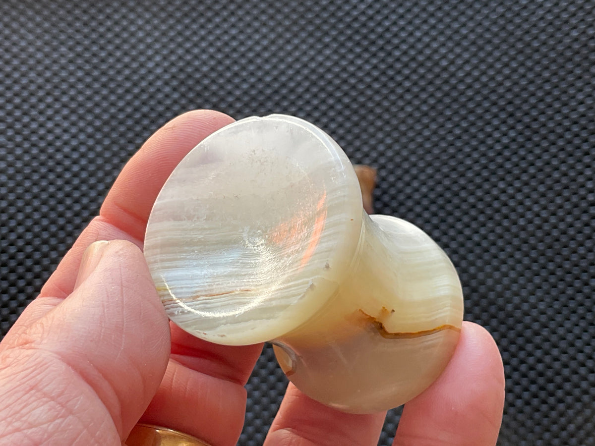 Green Banded Onyx (Calcite) Pedestal Style Stand 1B