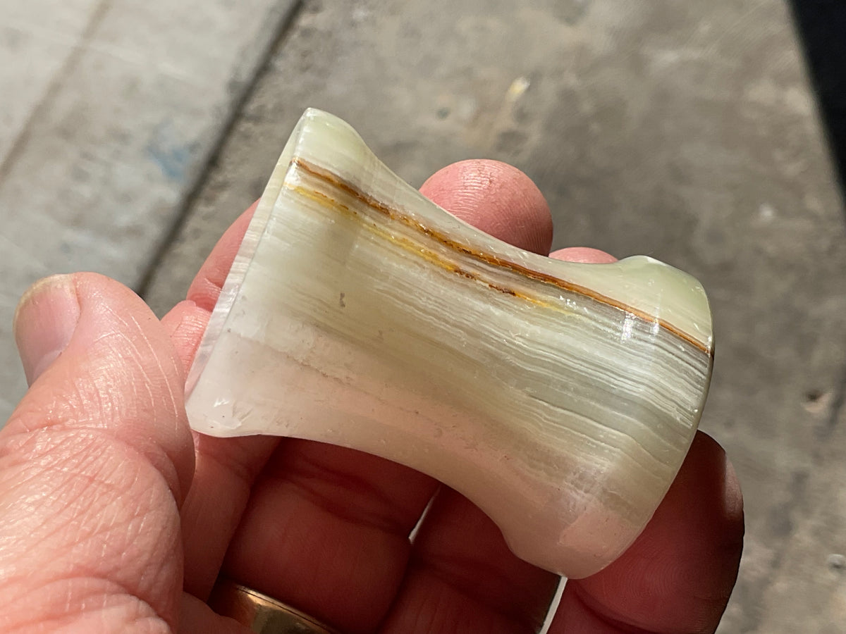 Green Banded Onyx (Calcite) Pedestal Style Stand 1B