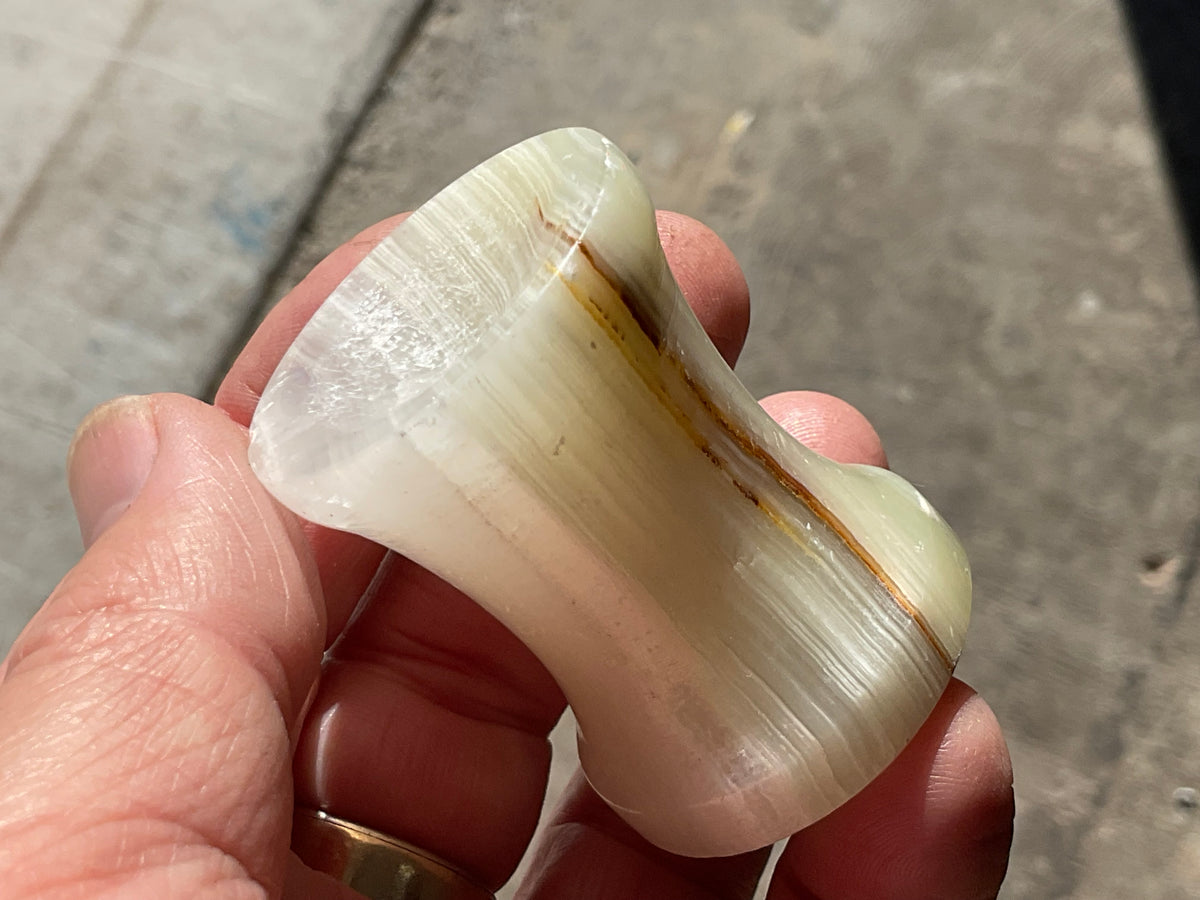 Green Banded Onyx (Calcite) Pedestal Style Stand 1B