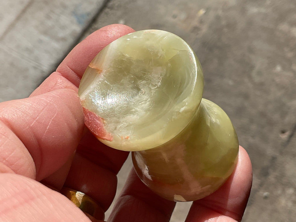 Green Banded Onyx (Calcite) Pedestal Style Sphere Stand 2A