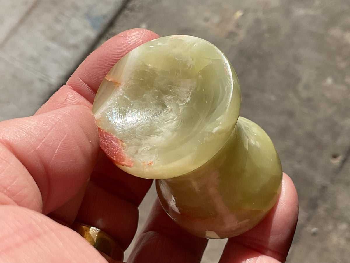 Green Banded Onyx (Calcite) Pedestal Style Sphere Stand 2A