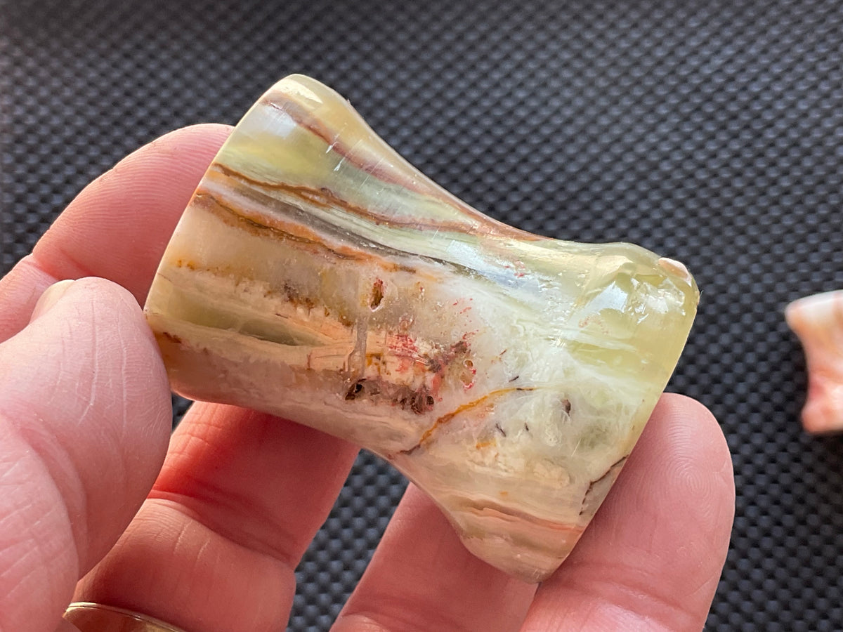 Green Banded Onyx (Calcite) Pedestal Style Sphere Stand 2B