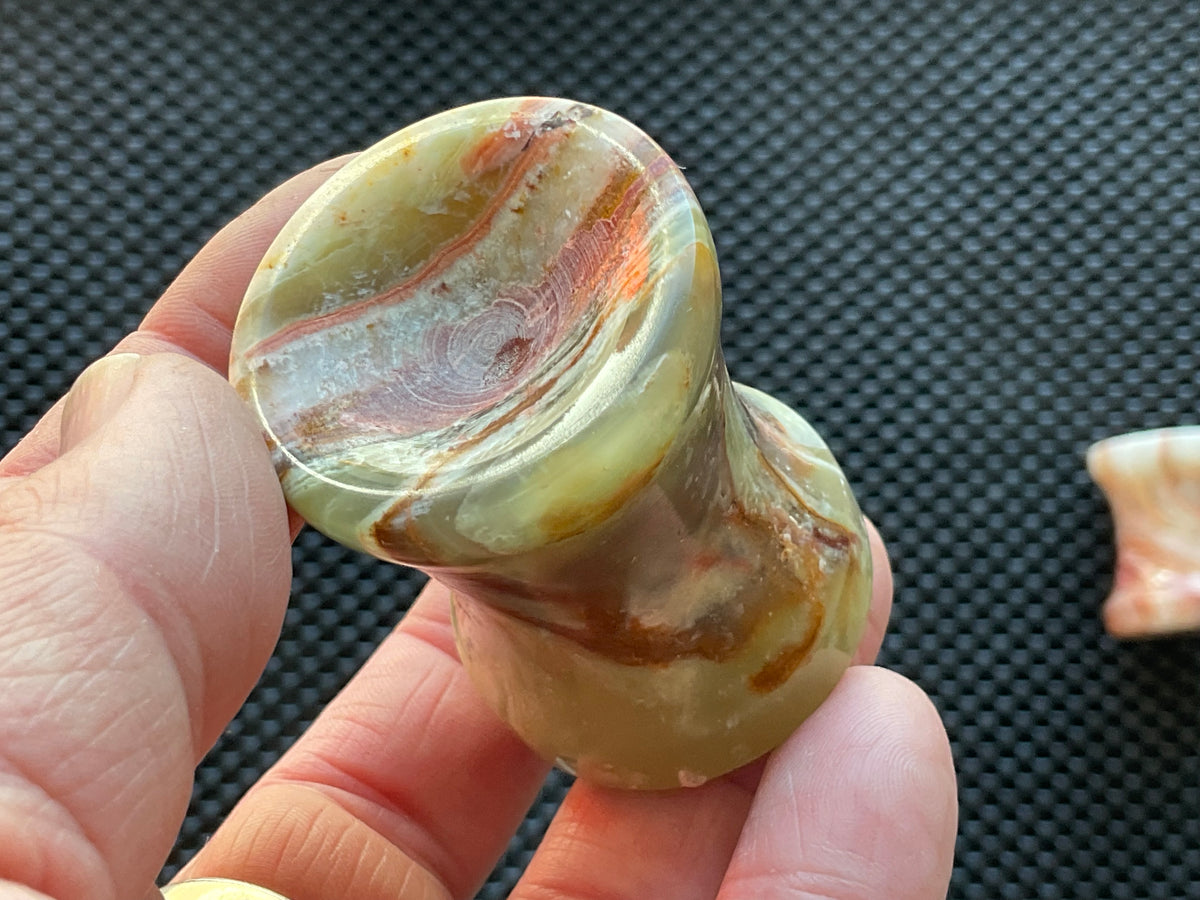 Green Banded Onyx (Calcite) Pedestal Style Sphere Stand 2B