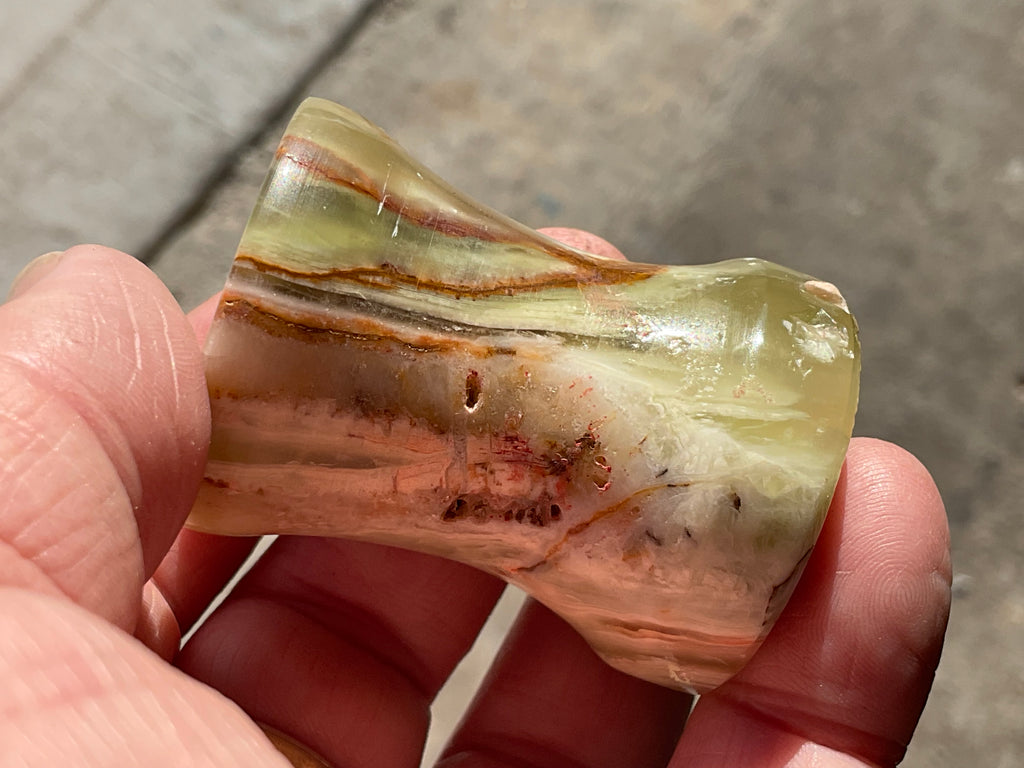 Green Banded Onyx (Calcite) Pedestal Style Sphere Stand 2B