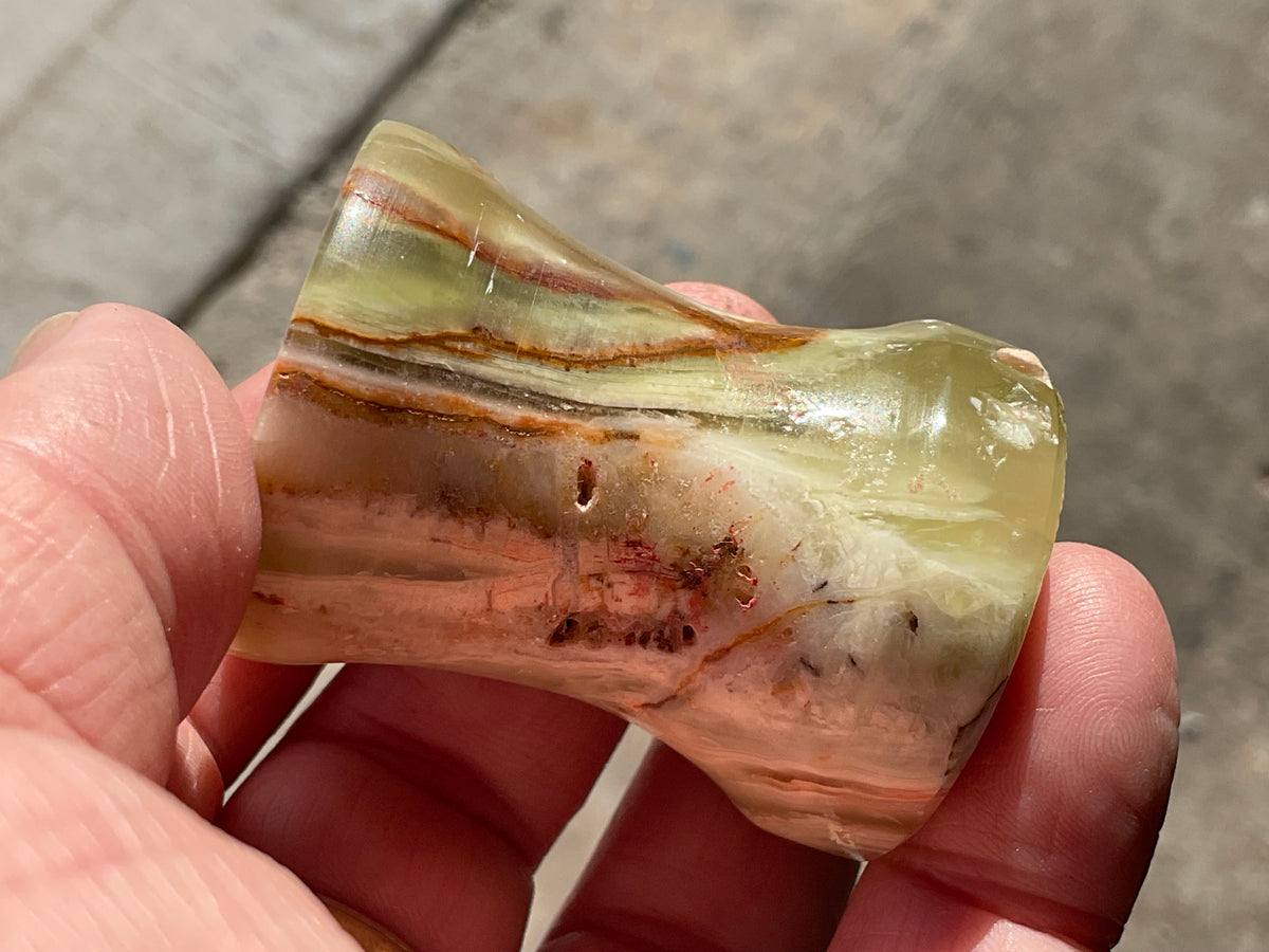 Green Banded Onyx (Calcite) Pedestal Style Sphere Stand 2B