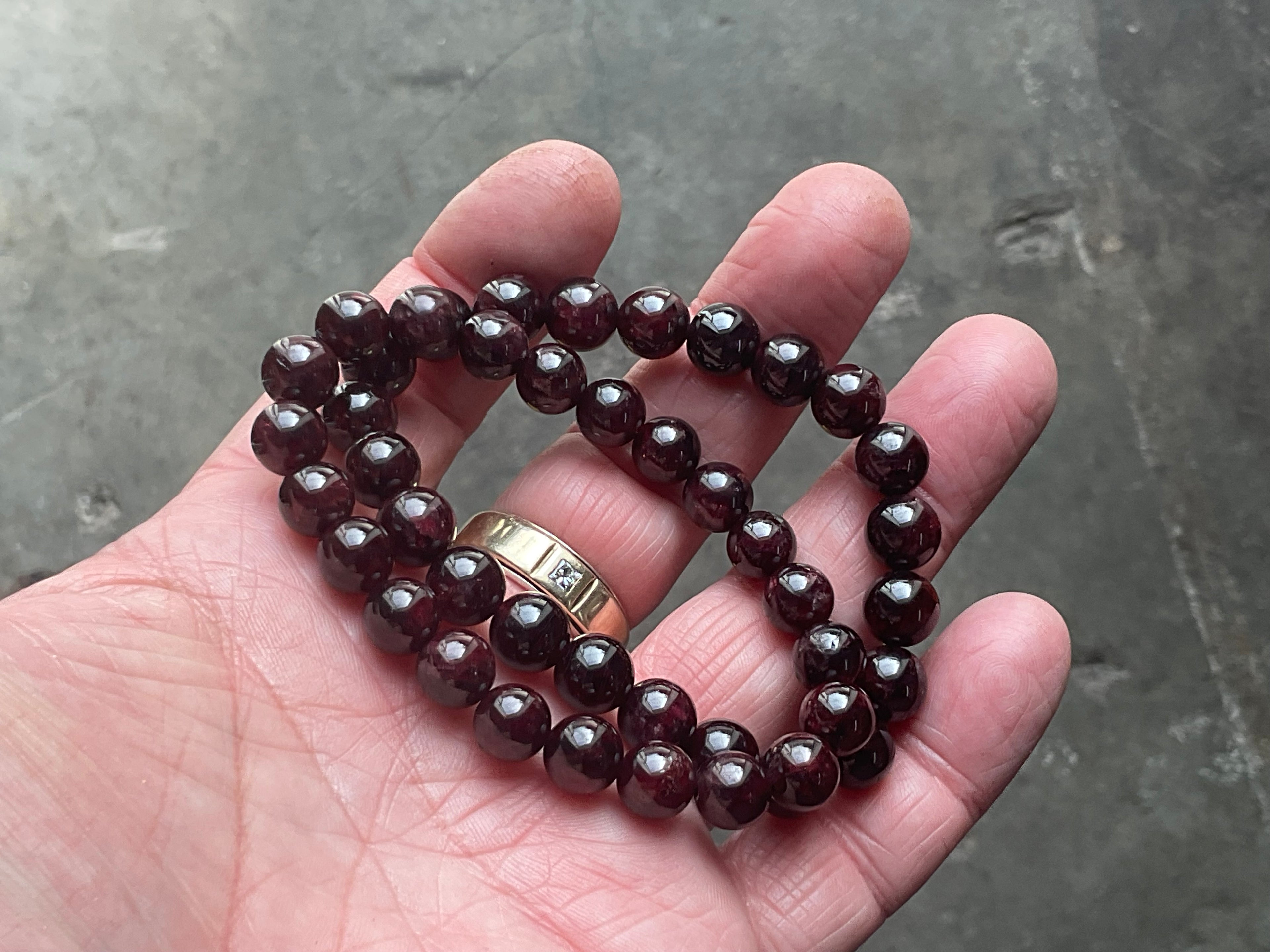 Garnet 8mm Bead Bracelet