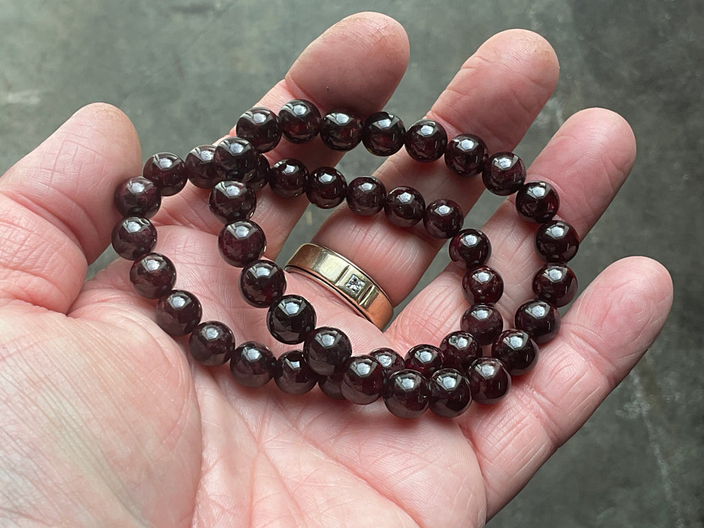 Garnet 8mm Bead Bracelet