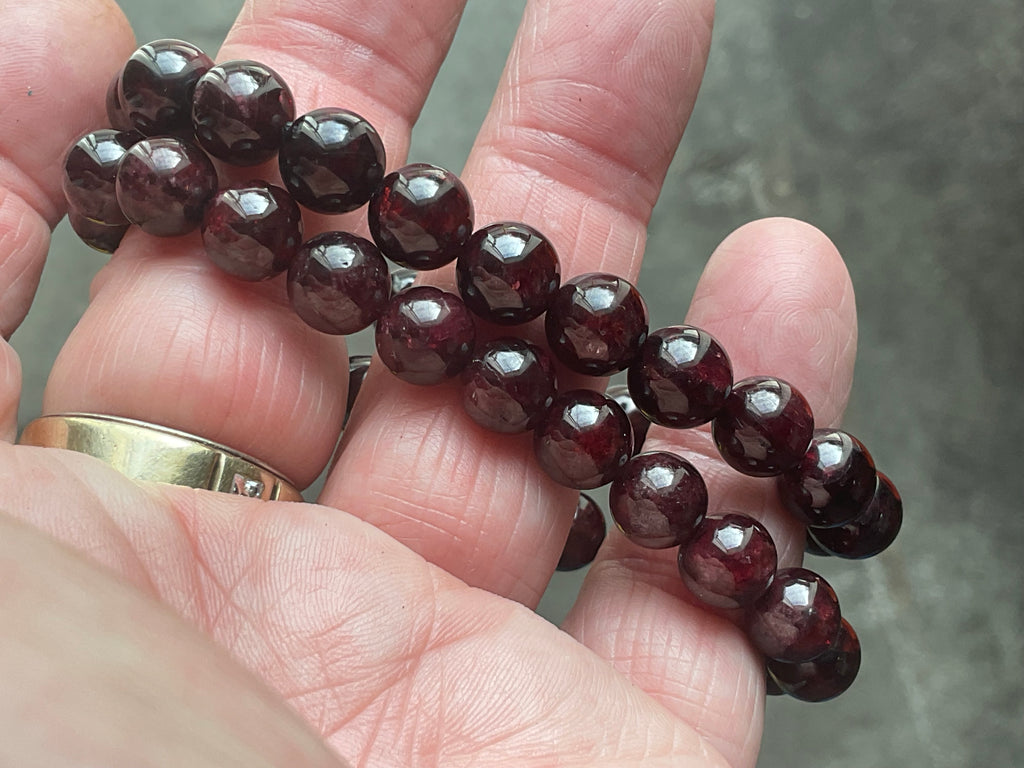 Garnet 8mm Bead Bracelet